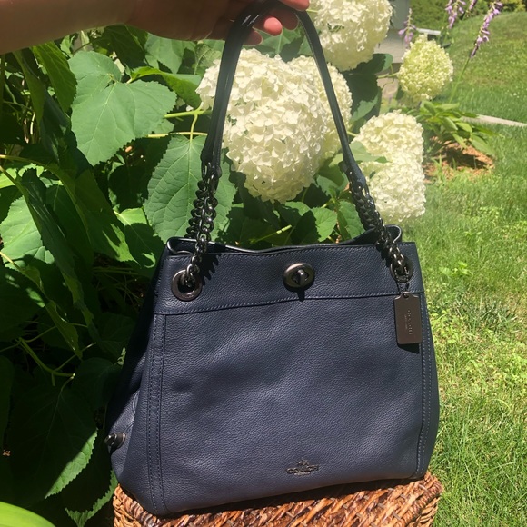 Coach Handbags - Navy Coach Turnlock Edie Shoulder Bag
